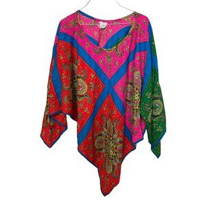 Vintage Nymporm Poncho Cape Medium Paisley Boho 70's